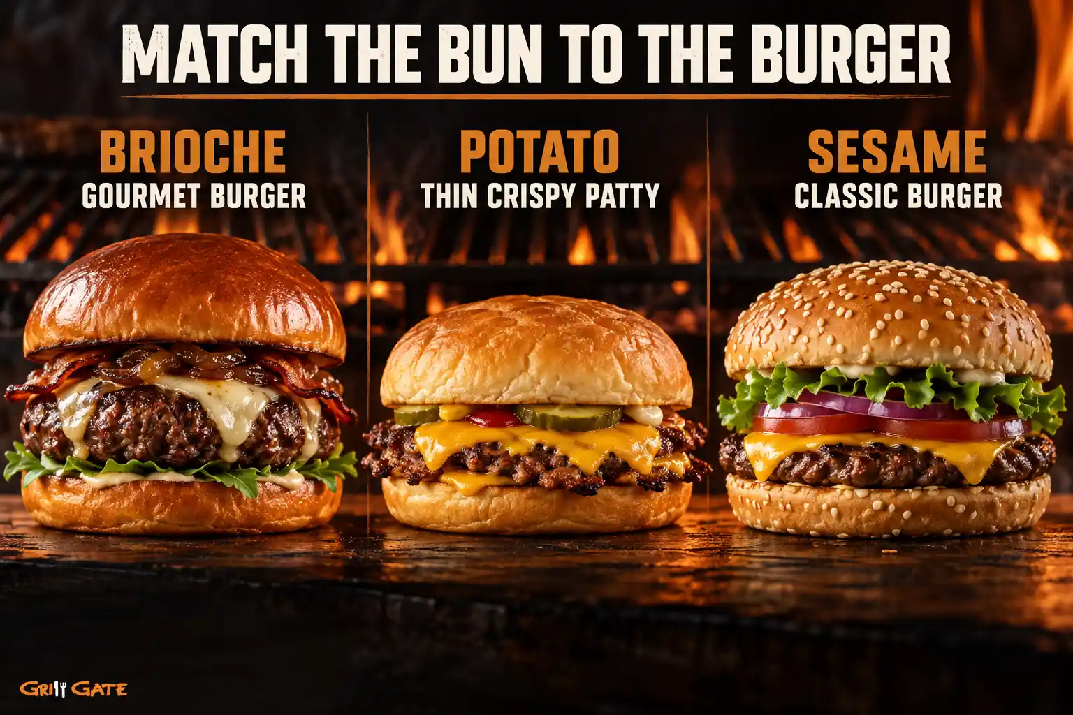 Burger bun pairing guide for gourmet, thin crispy and classic burger patties