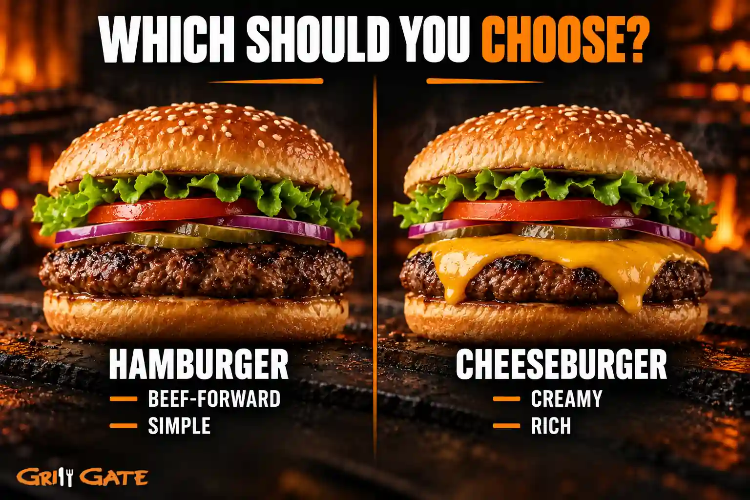 Decision guide for choosing a hamburger or cheeseburger
