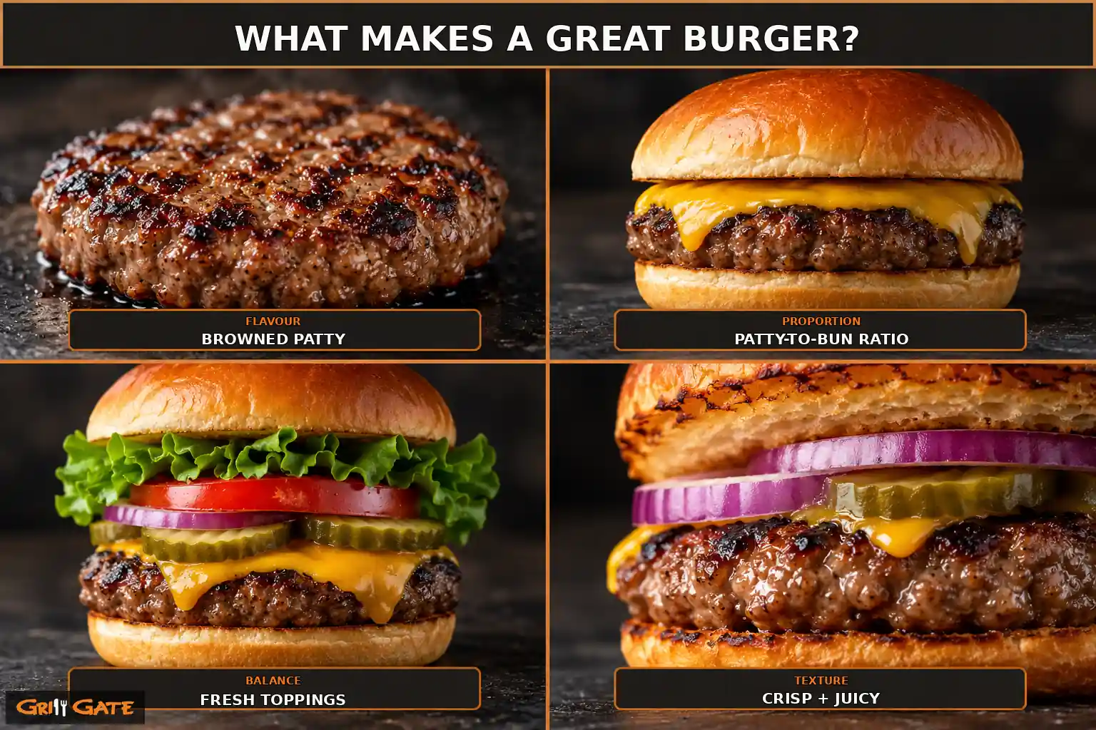 Toronto burger styles including smash, thick gourmet, charbroiled and classic cheeseburgers